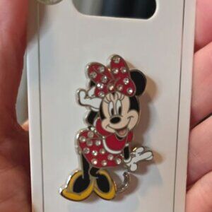 Disney Parks Minnie Mouse Bling Polka Dot Dress Cute Pin New PB2B17